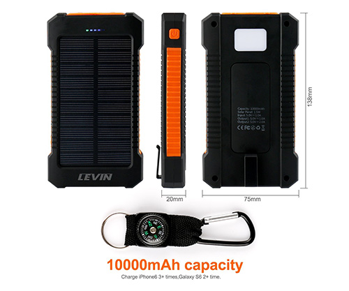 levin portable usb solar charger