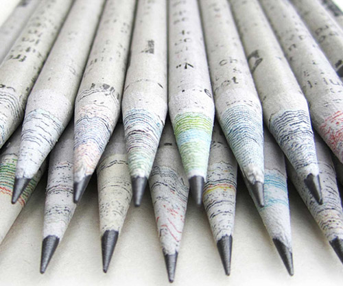 recycled newspaper pencil by treesmart
